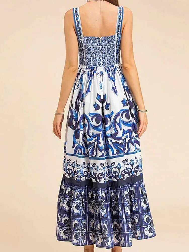 Ivyshape | Women's Elegant Print Maxi Dress Stylish