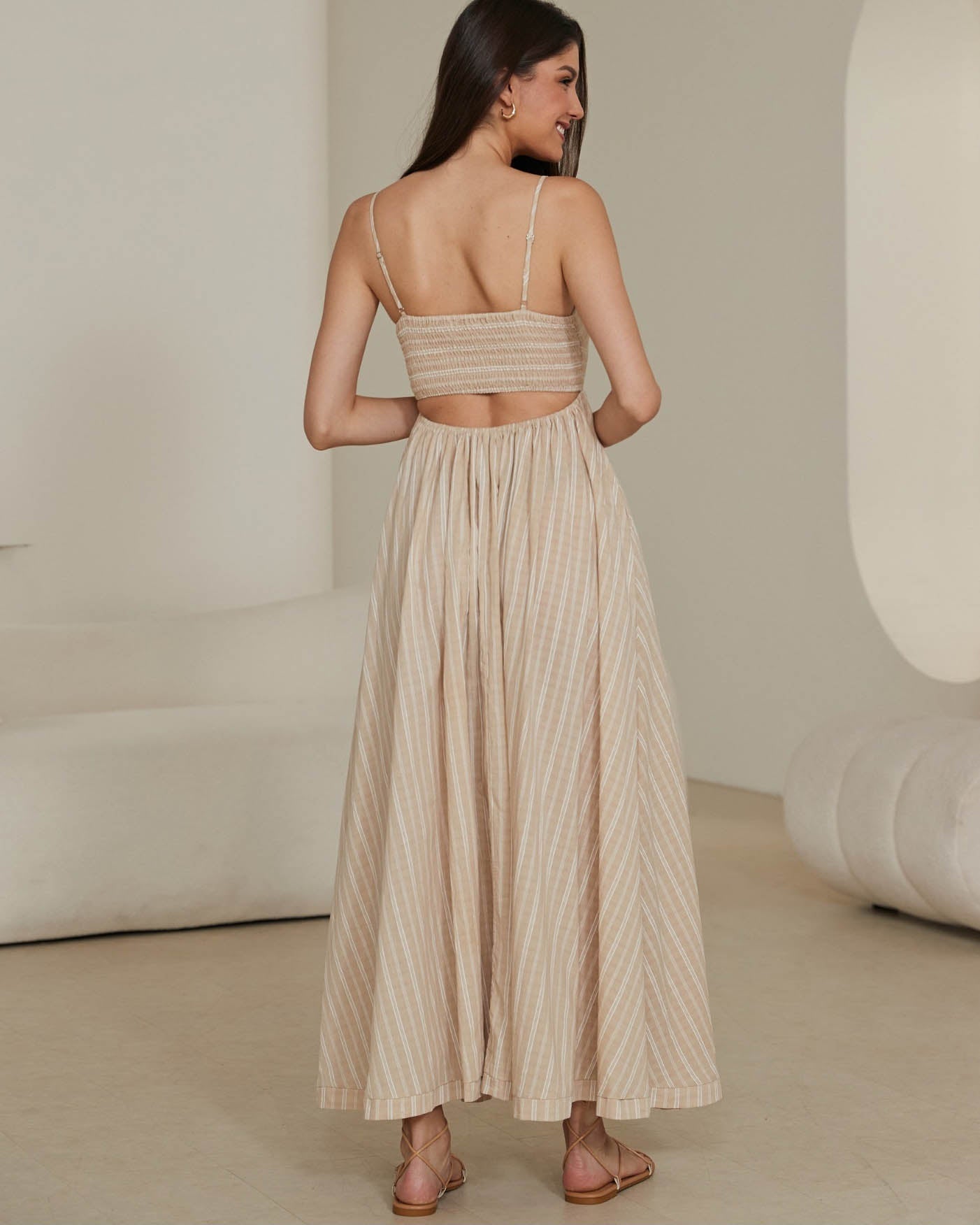 Maxi Dress Beige Stripe