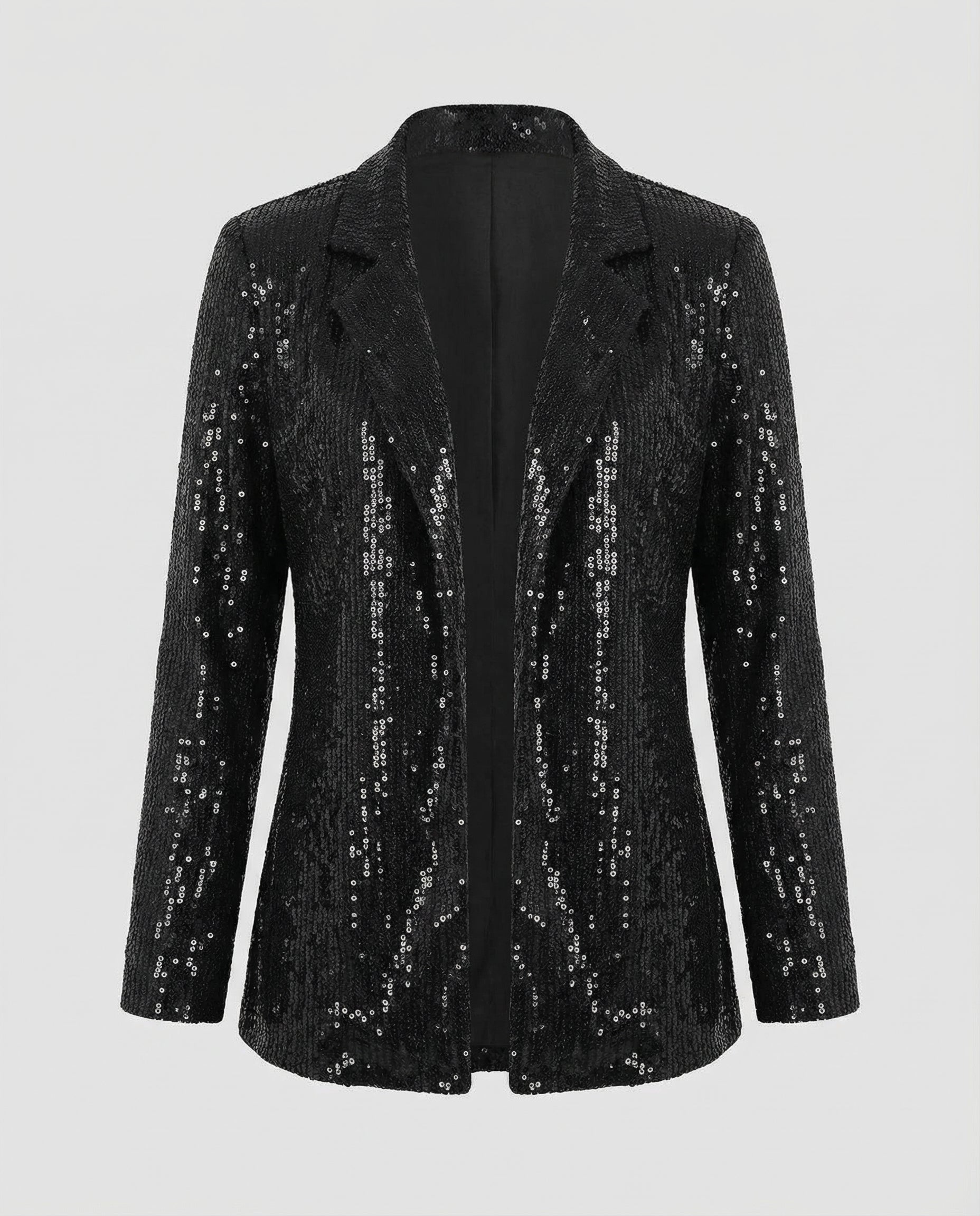 sequin blazer with elegant statement fit and structured silhouette