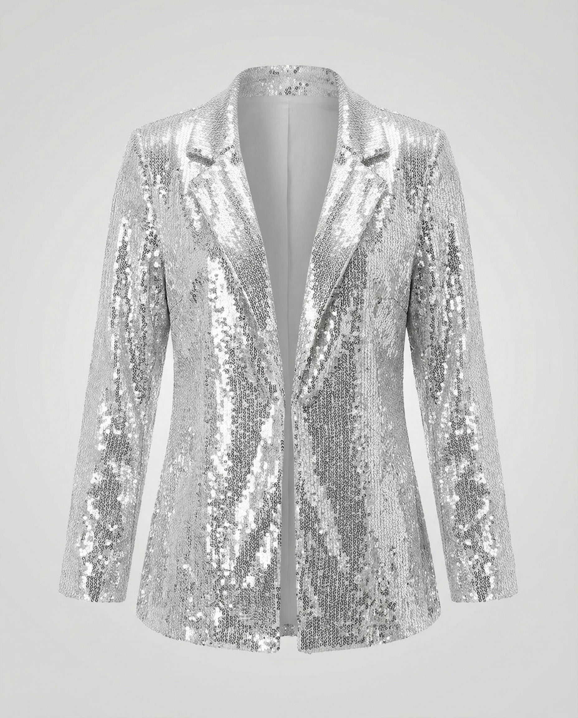 sequin blazer with elegant statement fit and structured silhouette