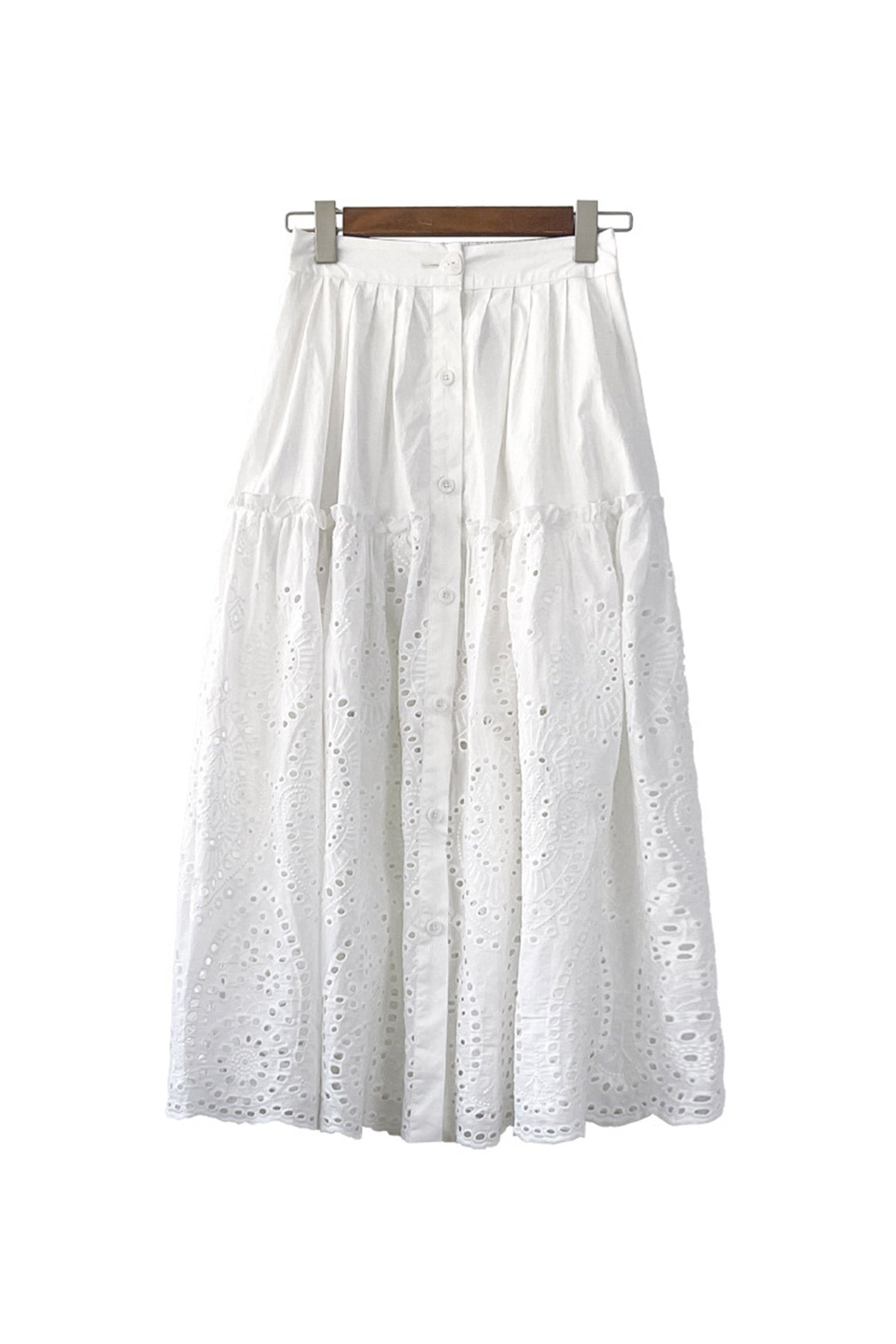 Embroidered Lace Pleated Skirt