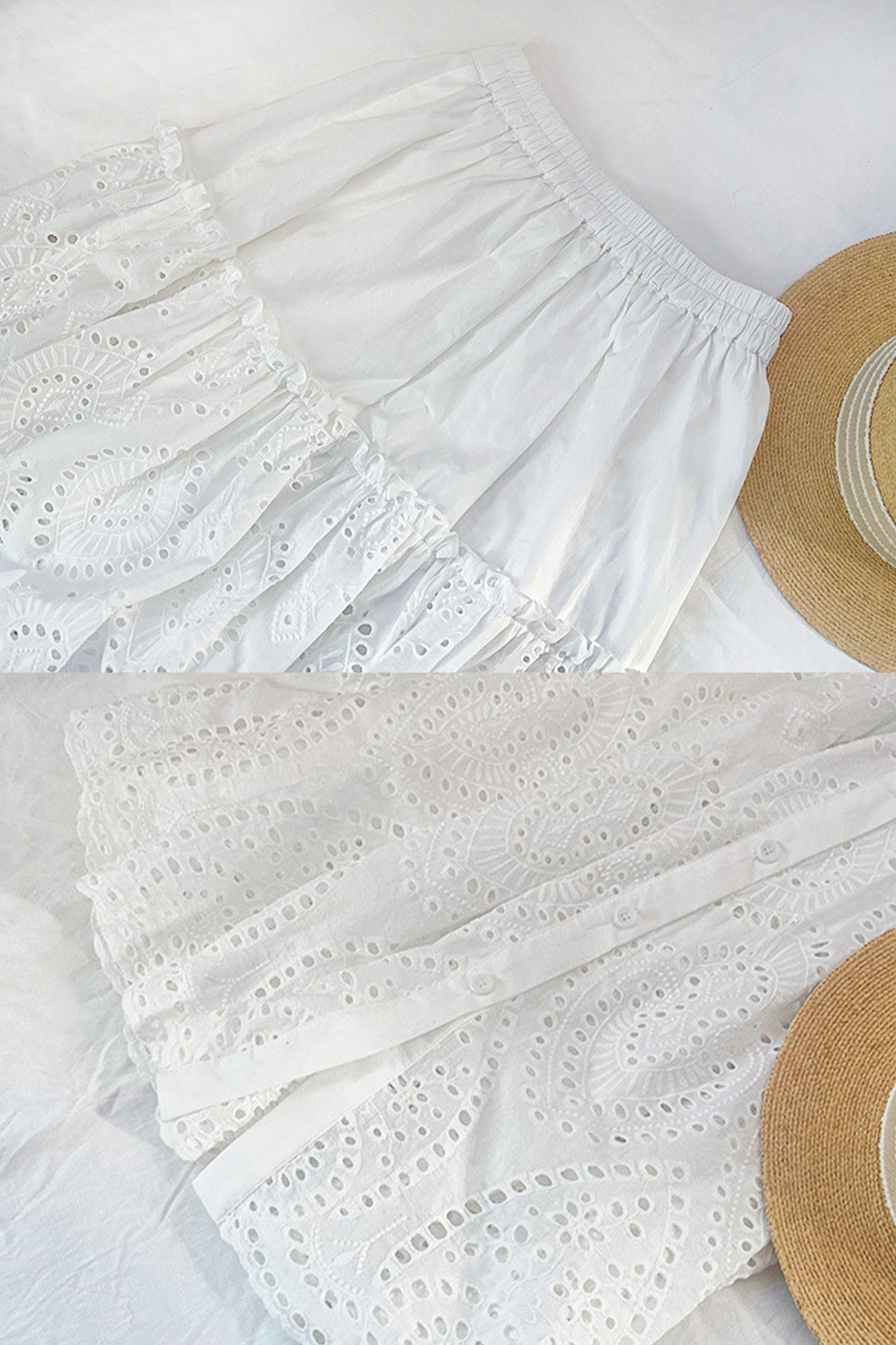 Embroidered Lace Pleated Skirt