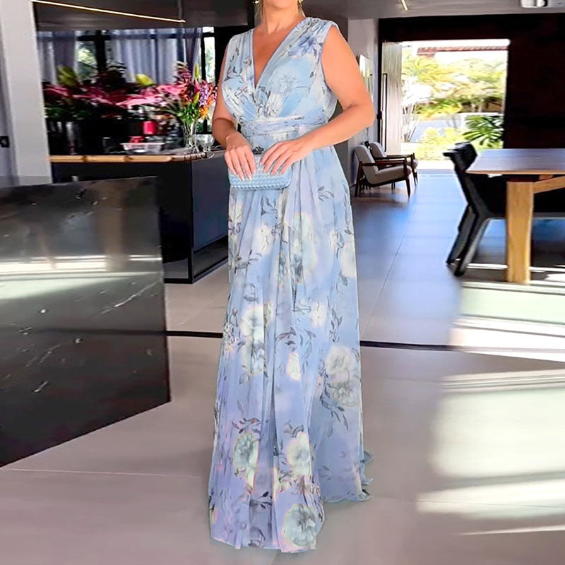 Summer Elegant Sleeveless Floral Maxi Dress | Ideal for Summer