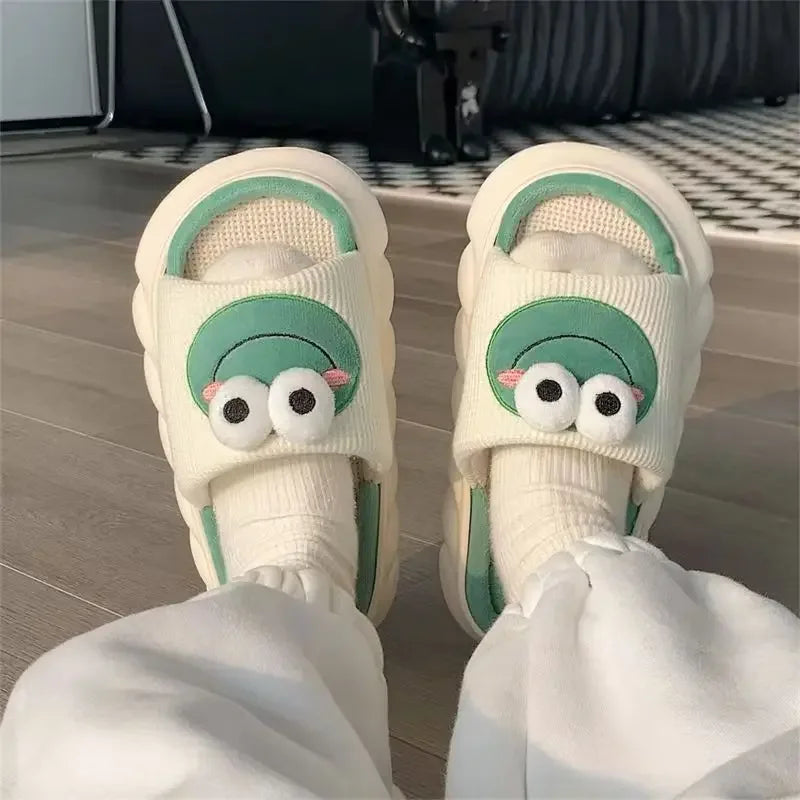 Cozy Cartoon Frog Slippers for Women