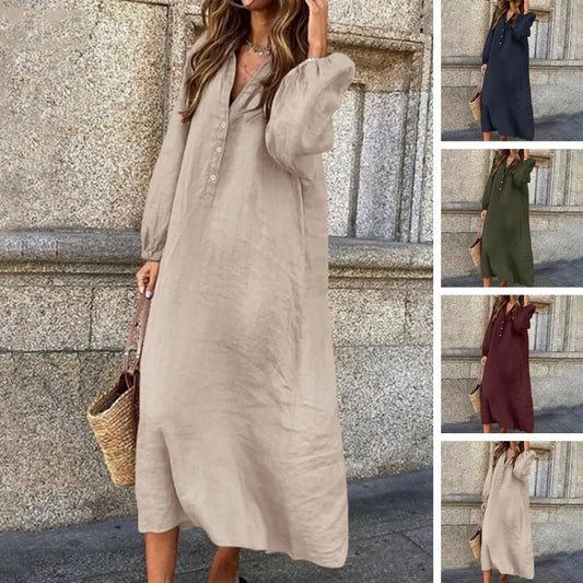 Ivyshape | Loose Fit Long Sleeve Midi Dress