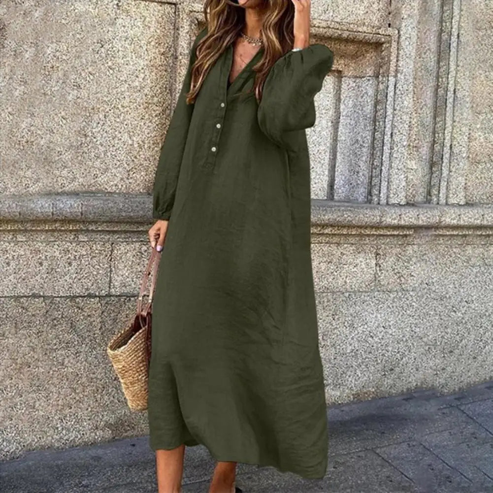 Ivyshape | Loose Fit Long Sleeve Midi Dress