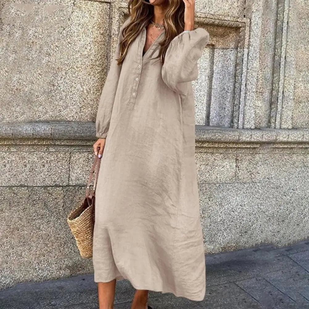 Ivyshape | Loose Fit Long Sleeve Midi Dress