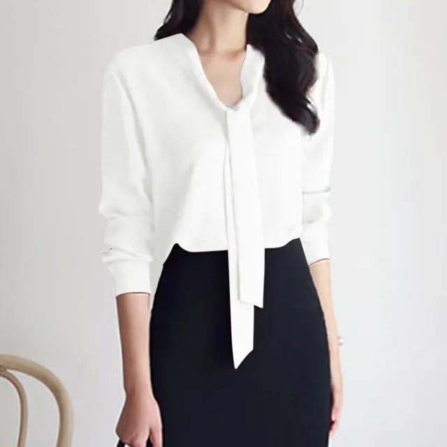 Chic Detachable Ribbon Blouse for Women