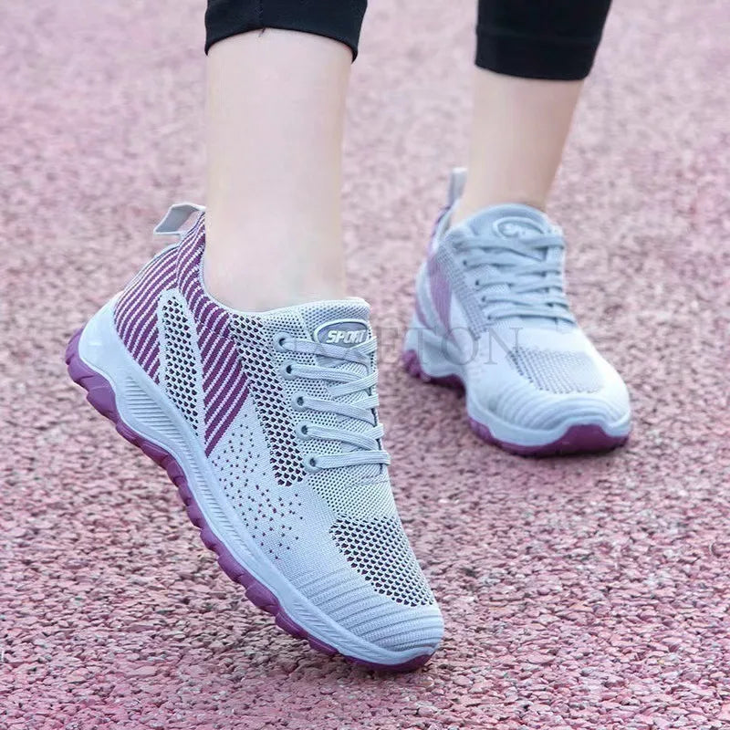 Women's Breathable Mesh Lace-Up Sneakers for Summer