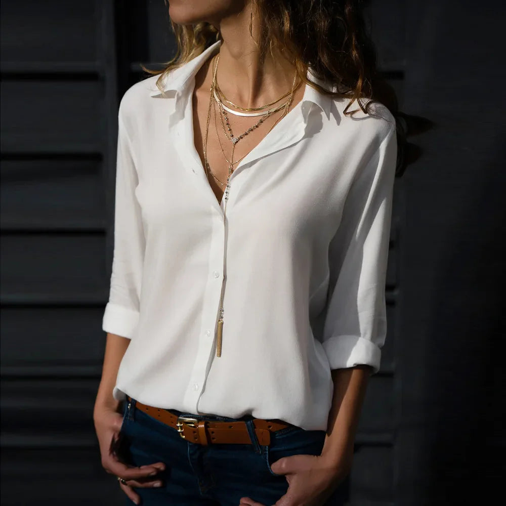 Chic Short Sleeve Button Blouse for Women