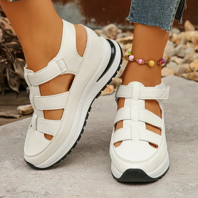 Closed Toe Hollow Platform Wedge Sandals