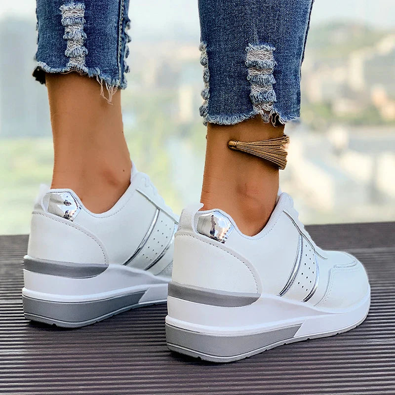 Comfortable White Wedge Sneakers for Women