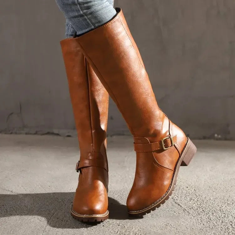 Ivyshape | Elegant Leather Boots Trendy Women's Boots for Every Occasion