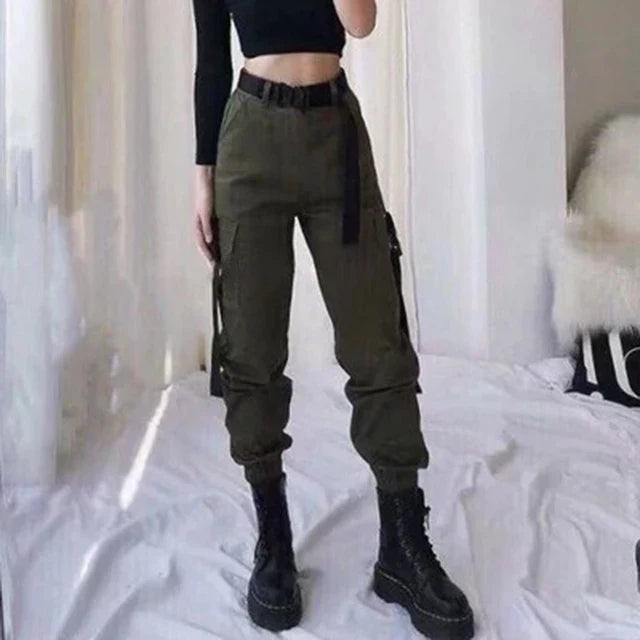IvyShape | High Waist Elastic Cargo Pants