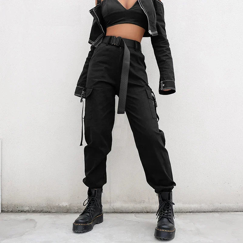IvyShape | High Waist Elastic Cargo Pants