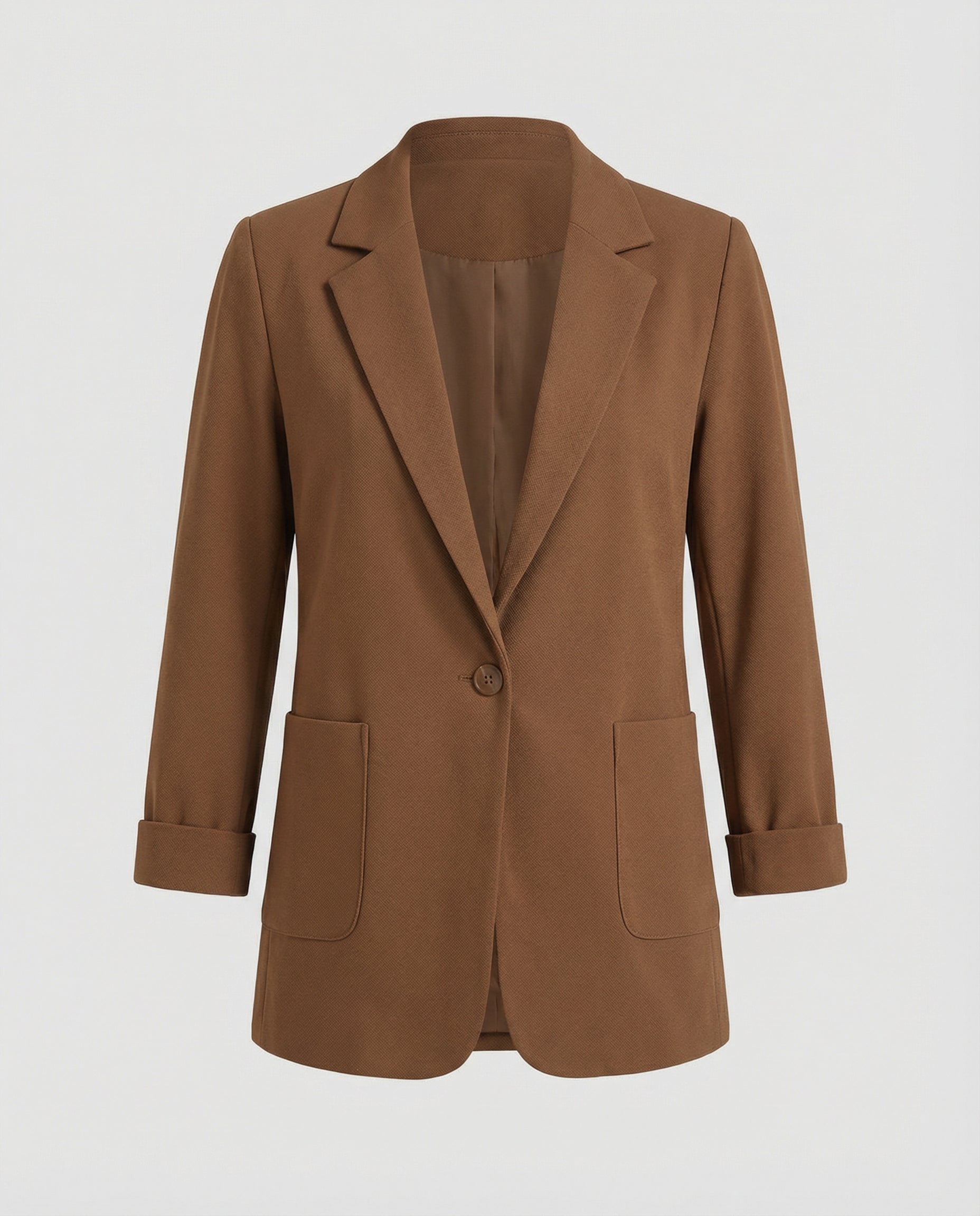 slim-fit blazer with tailored structured design and classic button front