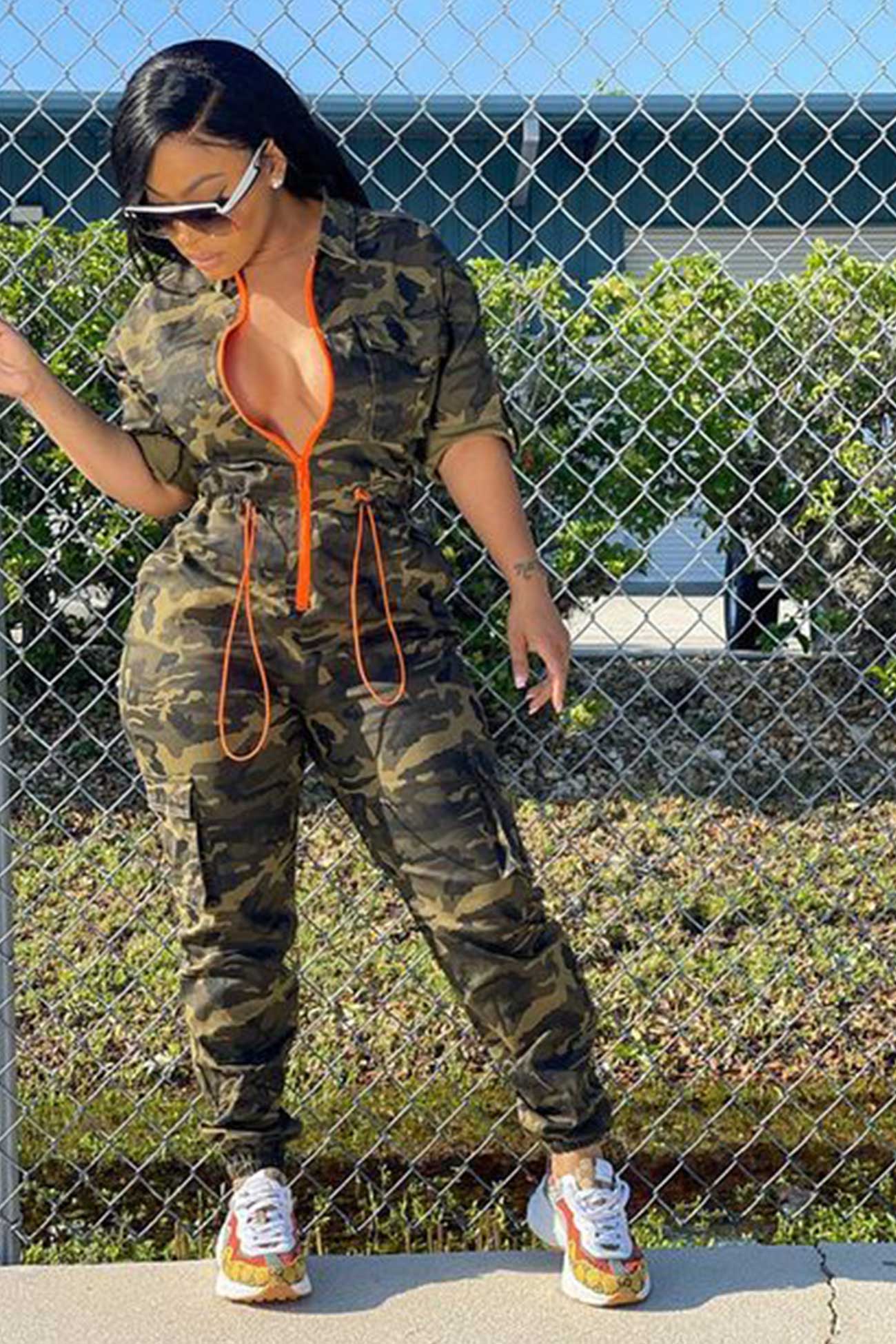 Waisted Camouflage Jumpsuits