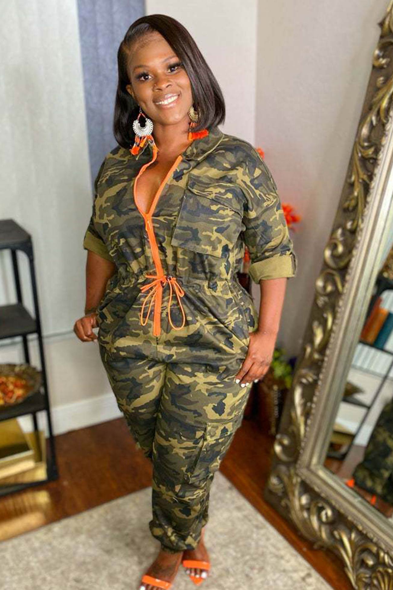 Waisted Camouflage Jumpsuits