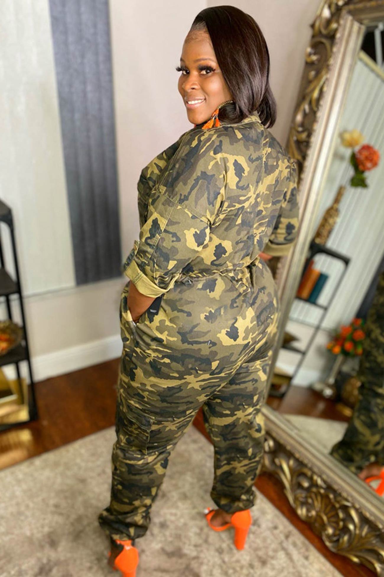 Waisted Camouflage Jumpsuits