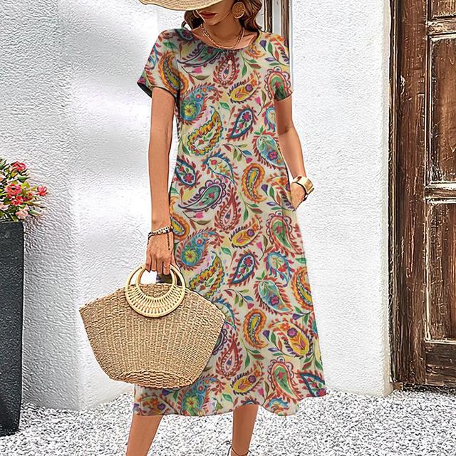 Ivyshape | Women's Stylish Printed Midi Dress Summer