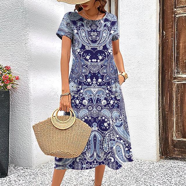 Ivyshape | Women's Stylish Printed Midi Dress Summer