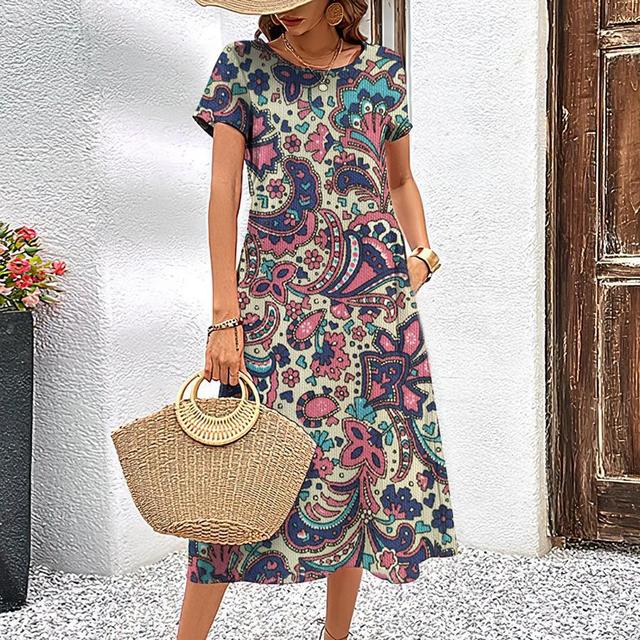 Ivyshape | Women's Stylish Printed Midi Dress Summer