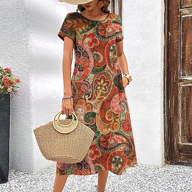 Ivyshape | Women's Stylish Printed Midi Dress Summer