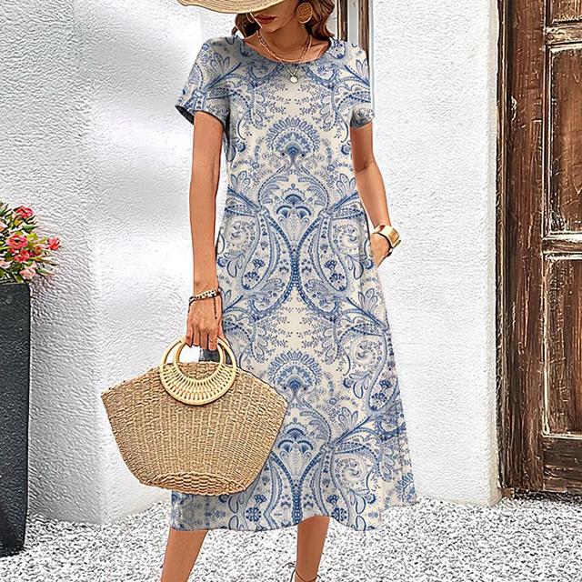 Ivyshape | Women's Stylish Printed Midi Dress Summer