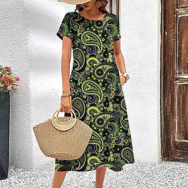 Ivyshape | Women's Stylish Printed Midi Dress Summer