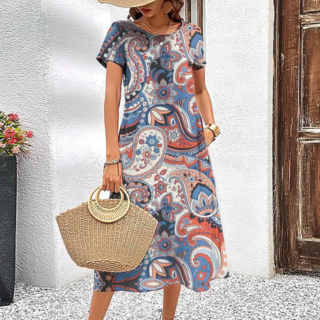 Ivyshape | Women's Stylish Printed Midi Dress Summer