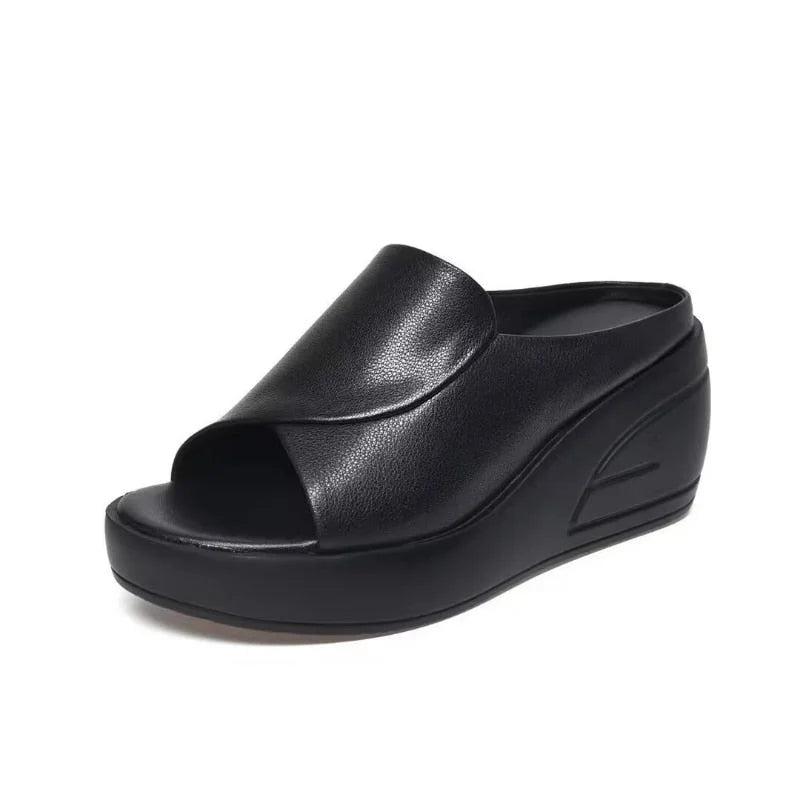 Ivyshape | Women's Flat Wedge Sandals Plain