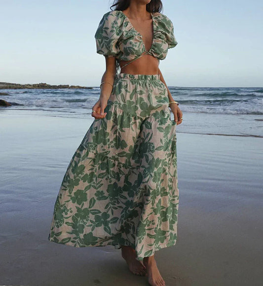 Summer Floral Prints Two-Pieces Set