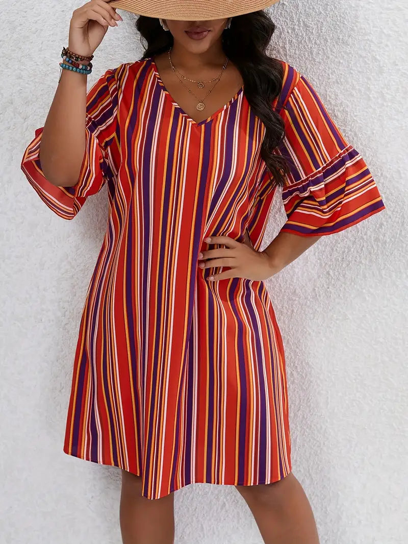 Summer V-Neck Loose Dress | Ideal for Summer