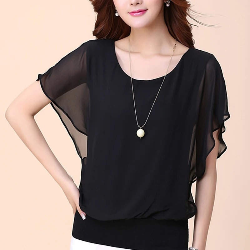 Lightweight Pleated Chiffon Blouse for Women