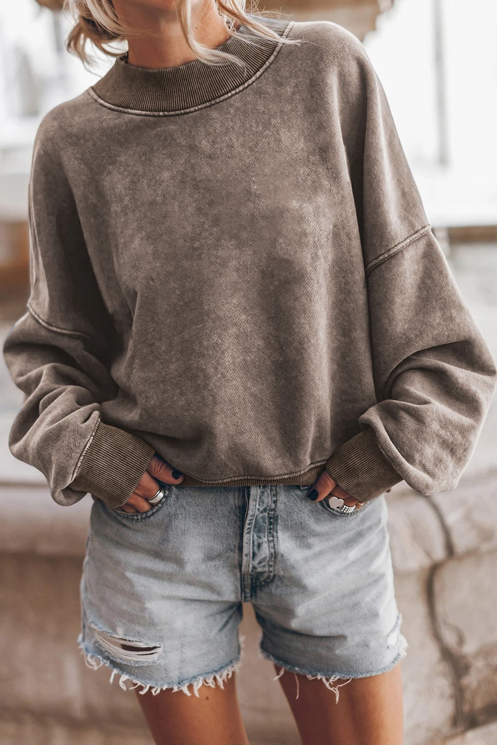 Ivyshape | Drop Shoulder Pullover Sweatshirt