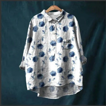 Vibrant Floral Print Blouse for Women (2XL)