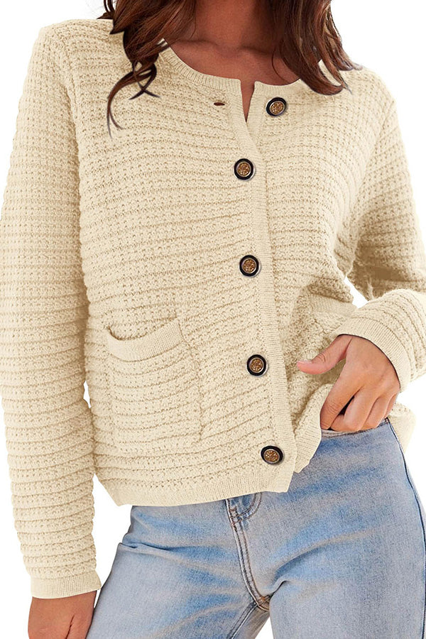 Ivyshape | Long-Sleeved Round Neck Knitted New Cardigan