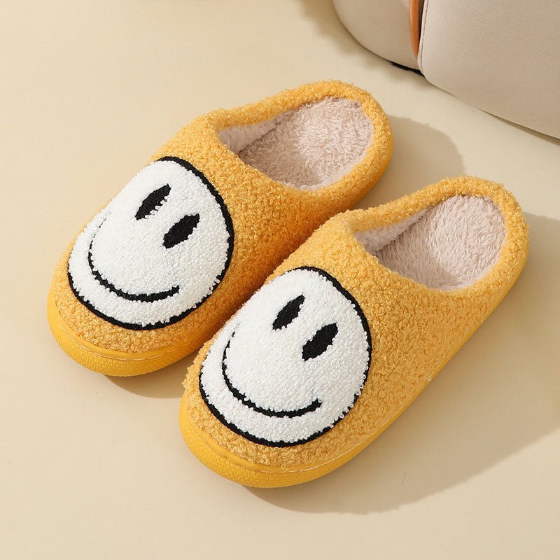 Ivyshape | Large Smiley Pattern Fur Slippers