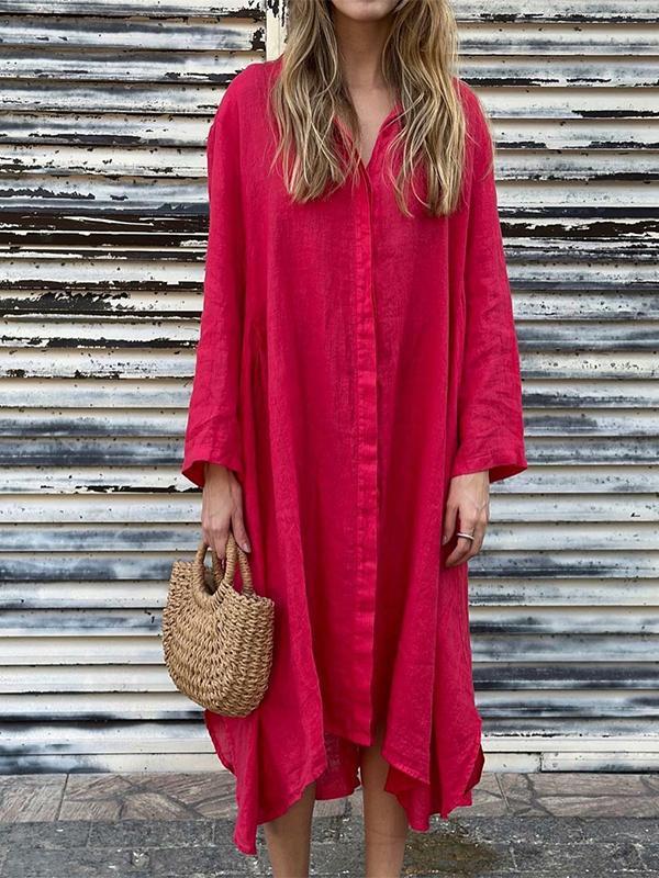 Ivyshape | Women's Casual Long-Sleeved Shirt Dress