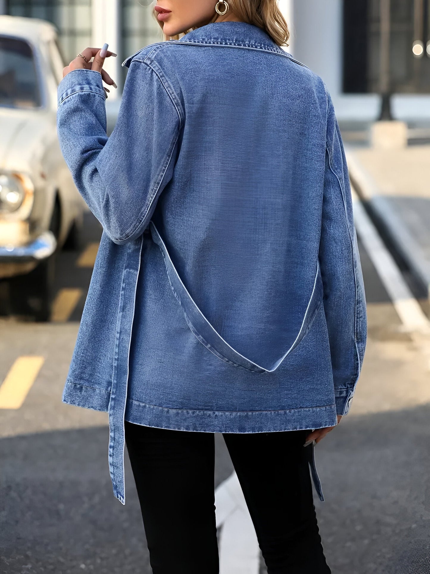 Ivyshape | Trendy Jeans Jacket With Shoulder Straps