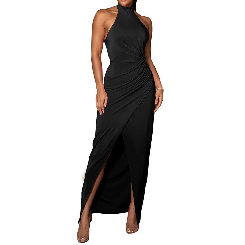 Ivyshape | Slit Formal Dress Long Dress Pleated Sleeveless