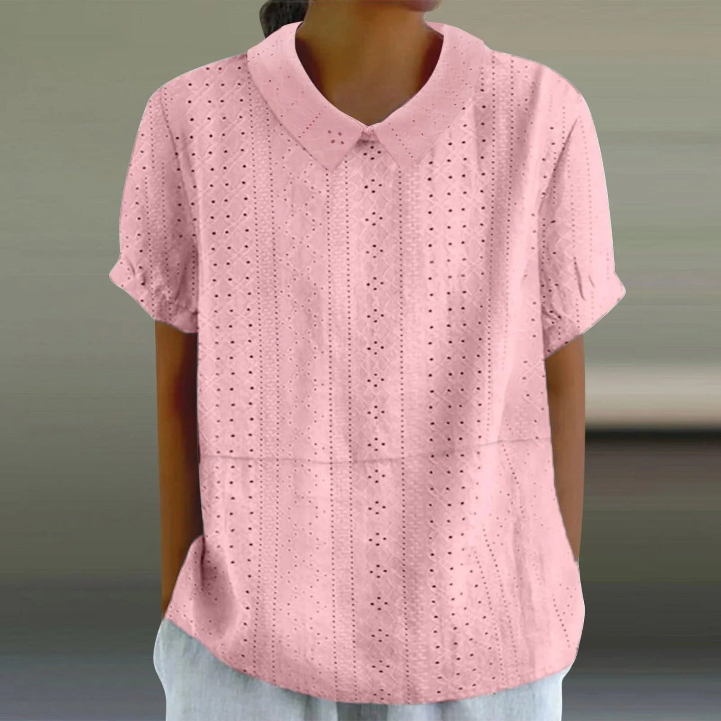 Elegant Short-Sleeve Button-Up Blouse for Women