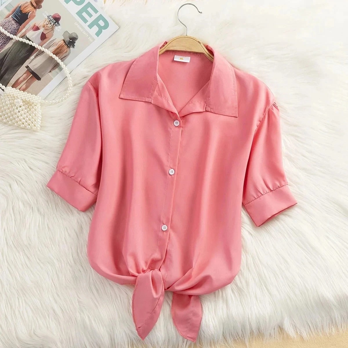 Elegant Short-Sleeve Chiffon Blouse for Women