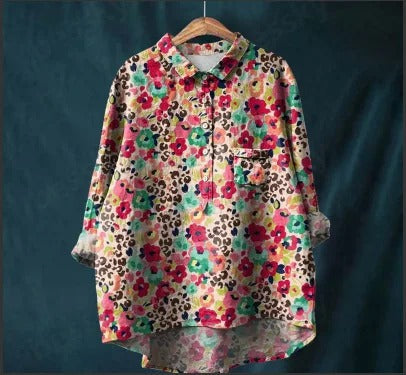 Vibrant Floral Print Blouse for Women (Large)