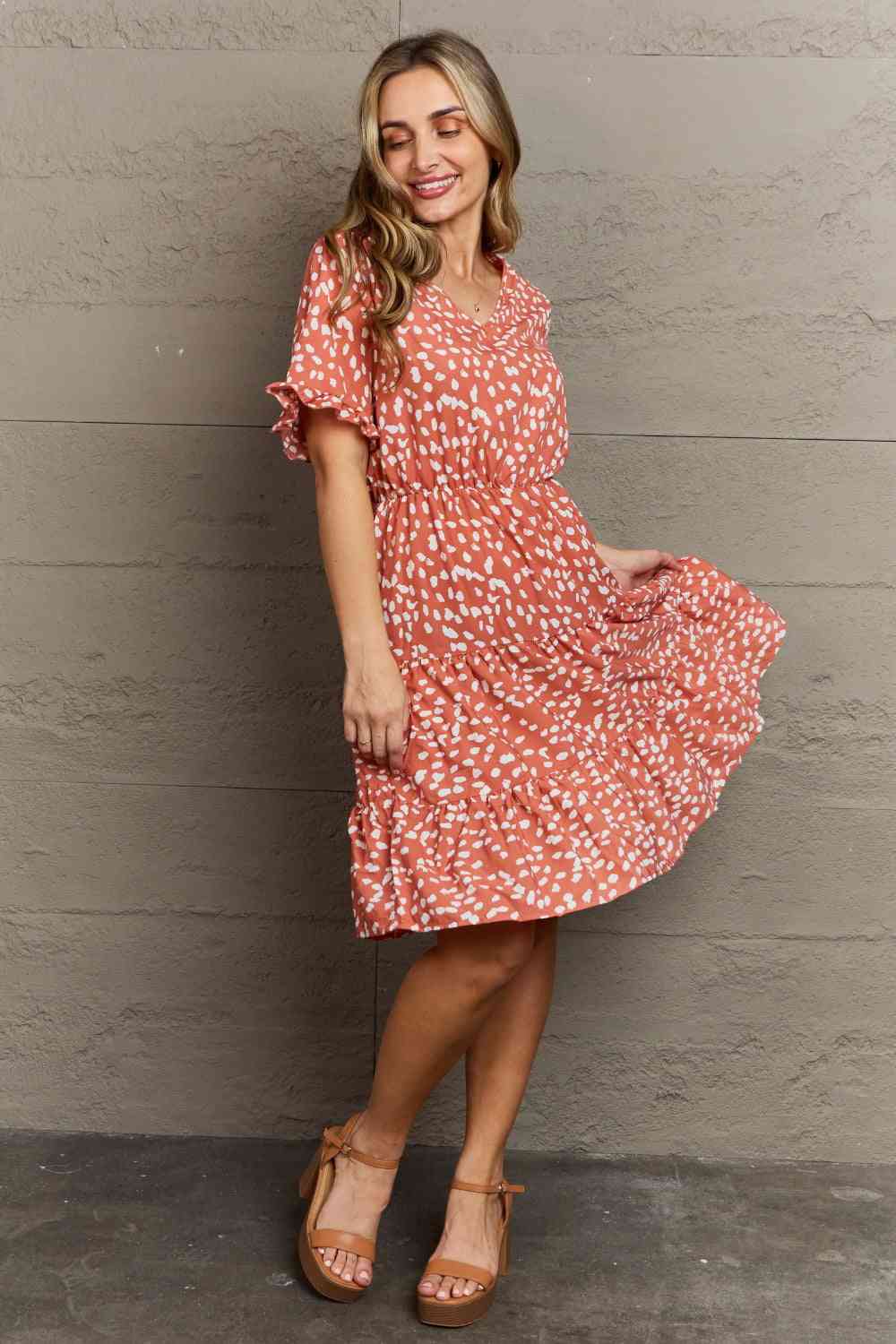 Hailey & Co Positive Thoughts Printed Woven Ruffle Dress