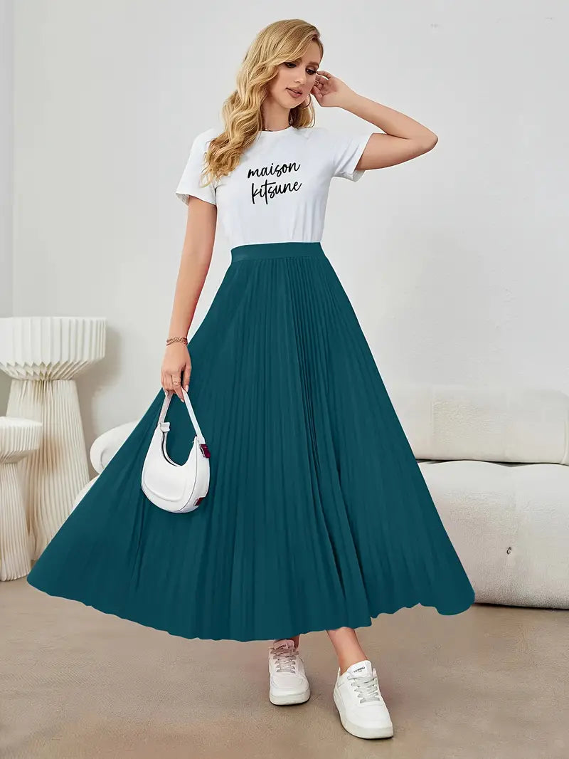 Ivyshape | Women's Stylish Pleated Skirt Long