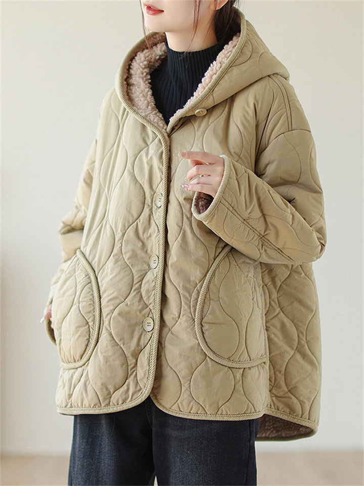 Thickened Plush Lining Super Warm Hooded Coat