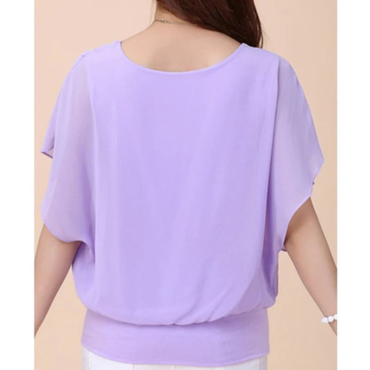 Lightweight Pleated Chiffon Blouse for Women