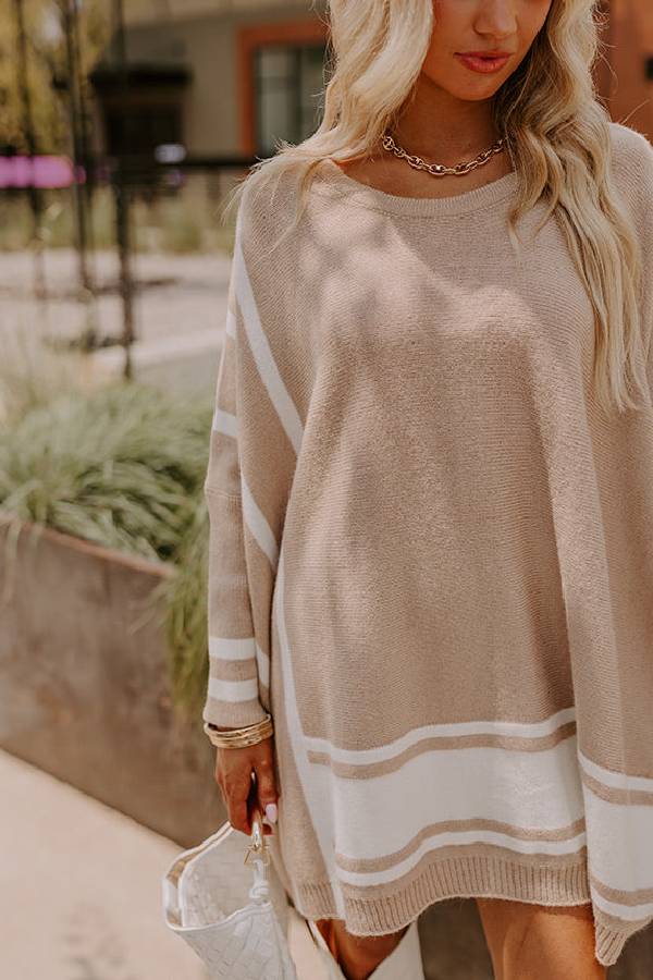 Ivyshape | Lifestyle Knit Colorblock Drop Shoulder Sleeve Oversized Sweater