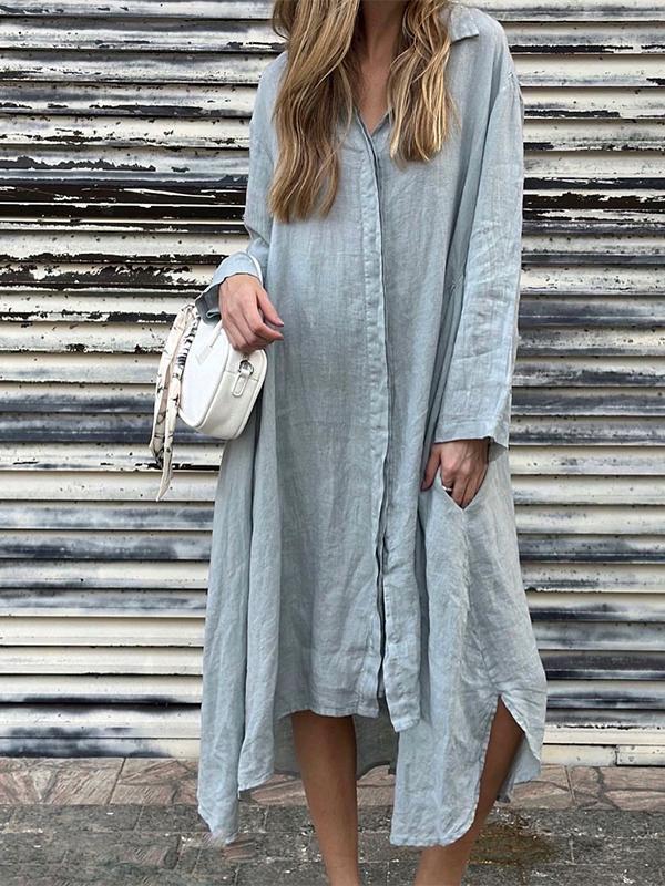 Ivyshape | Women's Casual Long-Sleeved Shirt Dress